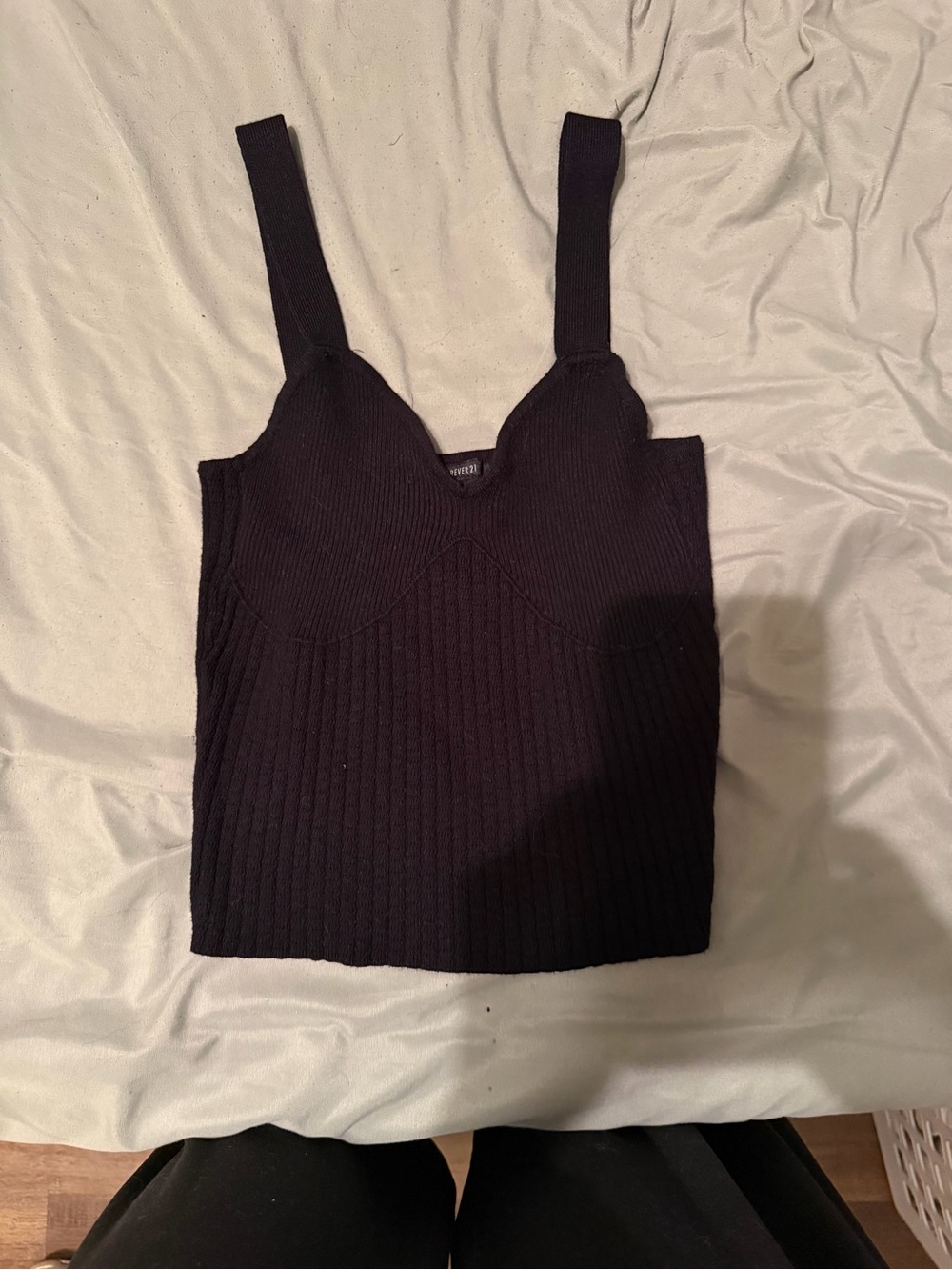 Forever 21 Black Ribbed Bust-Seamed Cami
